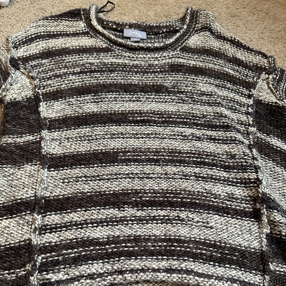 JANA warm KNIT wool blend, brown gray tan oatmeal